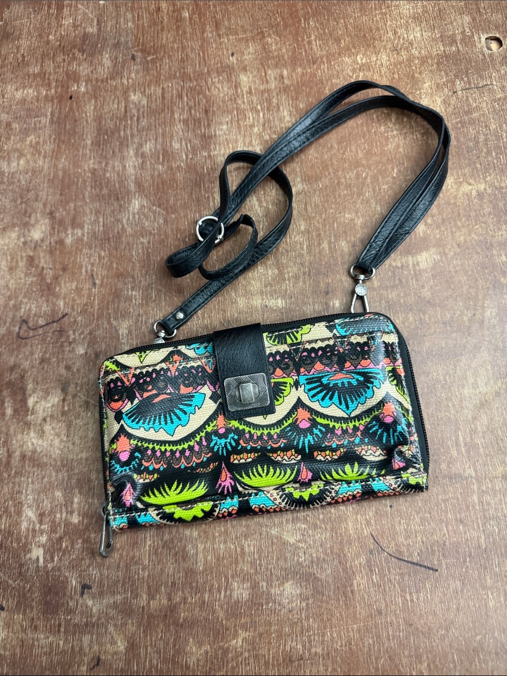 Multicolor Printed Crossbody Wallet - Unbranded